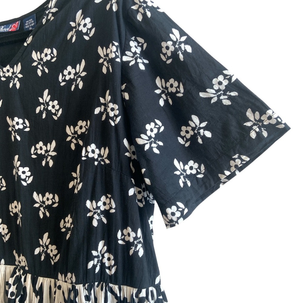 Vintage 90’s Phool Black White Wallpaper Print Cotton Dress Women’s Size XLarge - Picture 4 of 16